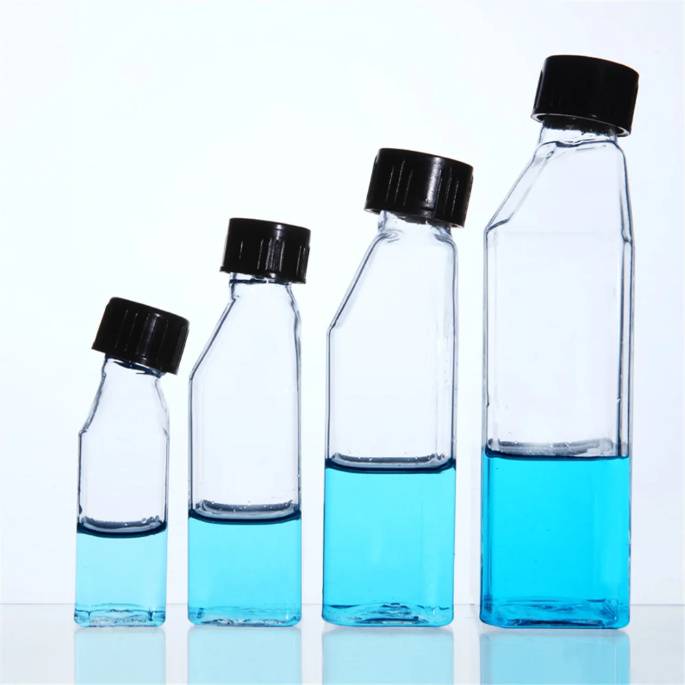 1Pc 25-250ml Cell Culture Flask Tilted With Screw Cap Sample Bottle Lab Glassware