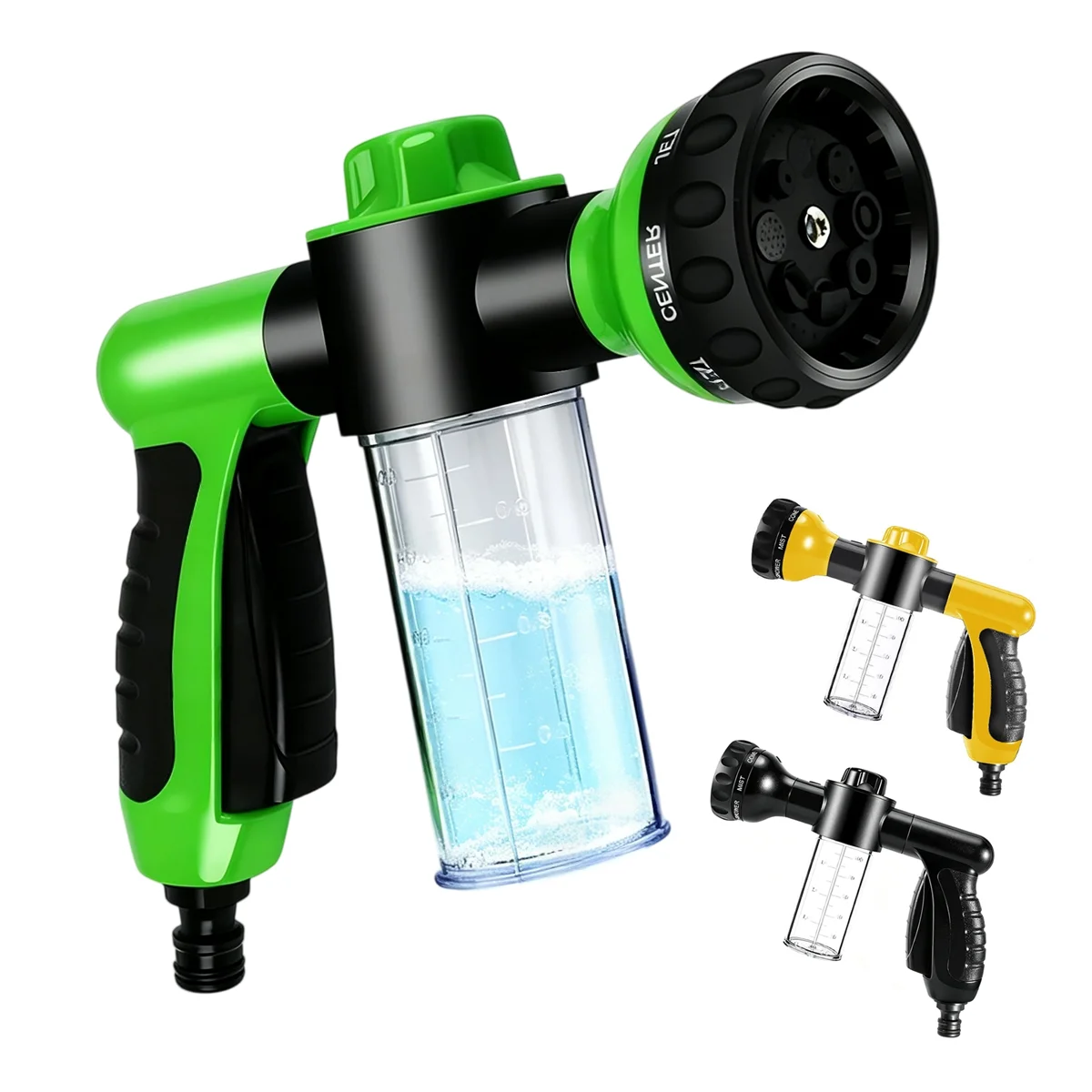 Tragbare Hochdruck-Autoreinigungsschaumkanone, Autowasch-Wasserkanone, Haustierdusche, Gartenschlauch-Sprüher mit Spenderflasche – Detail 1