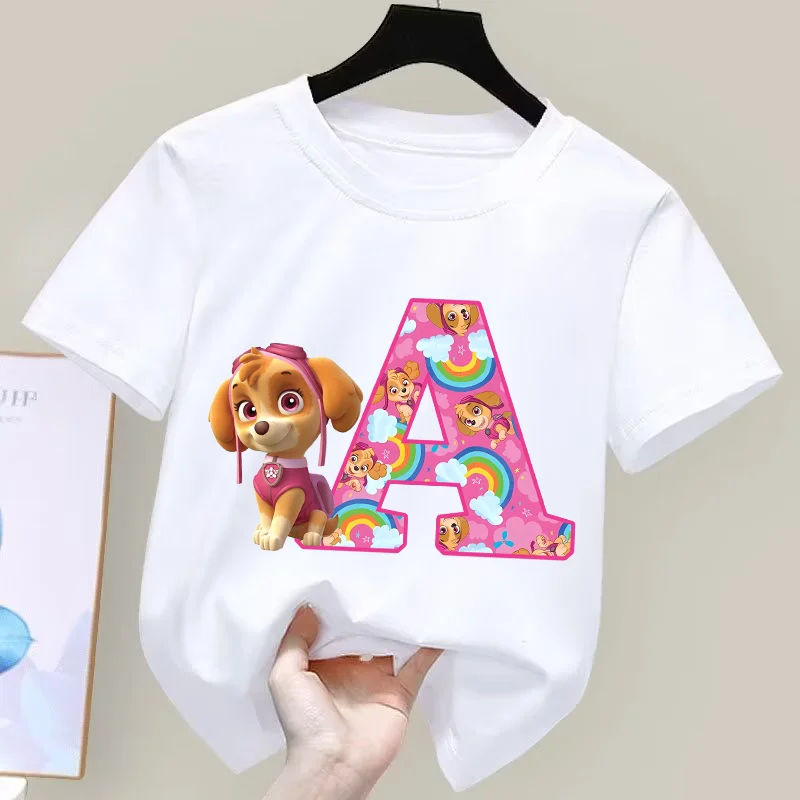 Paw Patrol T-Shirt Zomer Jongens Meisjes Absorberende Shirts Schattige Cartoon Chase Skye Witte Kleding Eenvoudige Basis Veelzijdige Kleding Cadeau