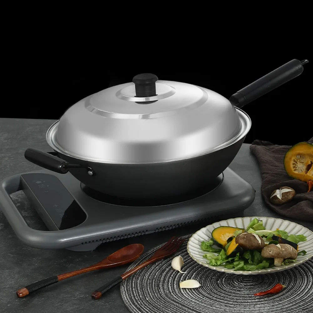 Black Plastic Knot Stainless Steel Pot Lid Anti-Scald Universal Wok Lid 32/34/36/38/40cm Anti- Spill Pot Cover Skillets