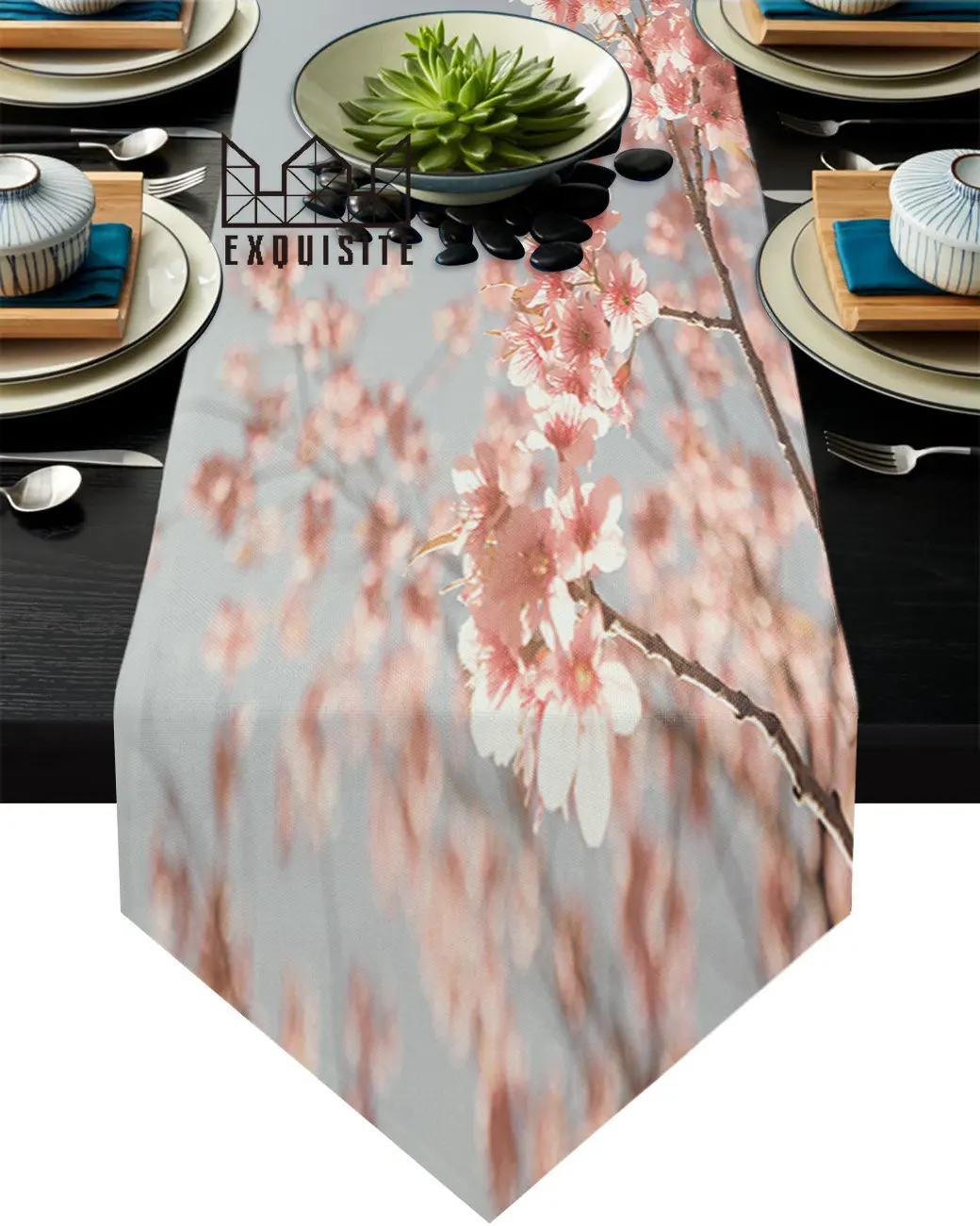 1pcs Retro Cherry Blossom Table Runner For Home Wedding Banquet Festival Party Hotel Table Cover Table Decoration