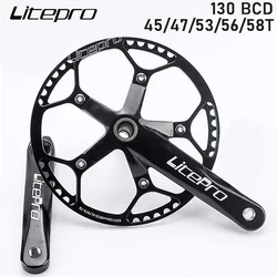 LITEPRO 130BCD Bicycle Crankset 6/7/8/9/10 Speed Folding Bike Crankset 45T 47T 53T 56T 58T Square Hole 170MM 130 BCD Crank