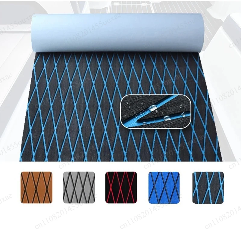 2400x450x6mm Self-Adhesive Diamond Textured EVA Foam Sheet Faux Teak Non-Slip Deck Mat For Boat Yacht RV Marine Flooring Pad