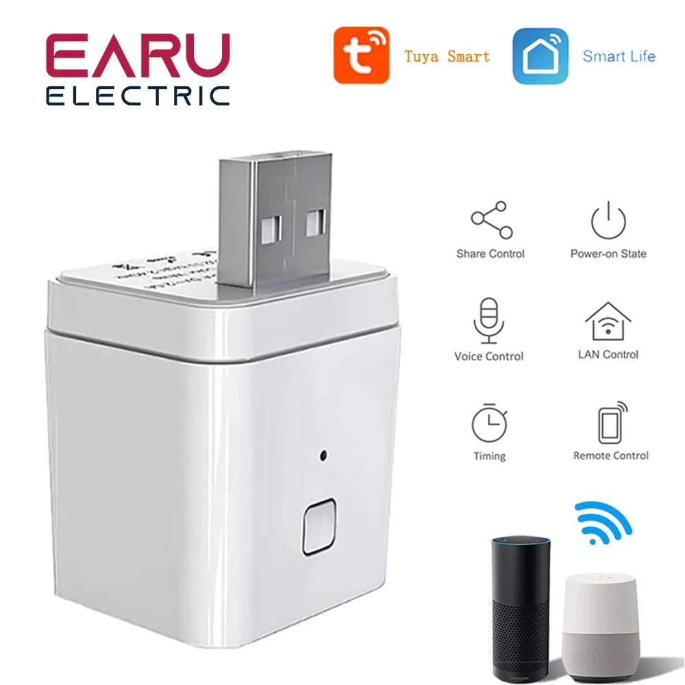 Tuya Micro Smart USB Adaptor Switch 5V Wifi USB Power Adaptor Smart Home Switch via Tuya APP Voice Control For Alexa Google Home