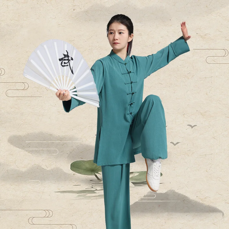 

Kun Master Kung Fu Uniform Martial Arts Tai Chi Clothing Long Sleeves Summer Breathable Mid-length Chinese Traditional Clothes