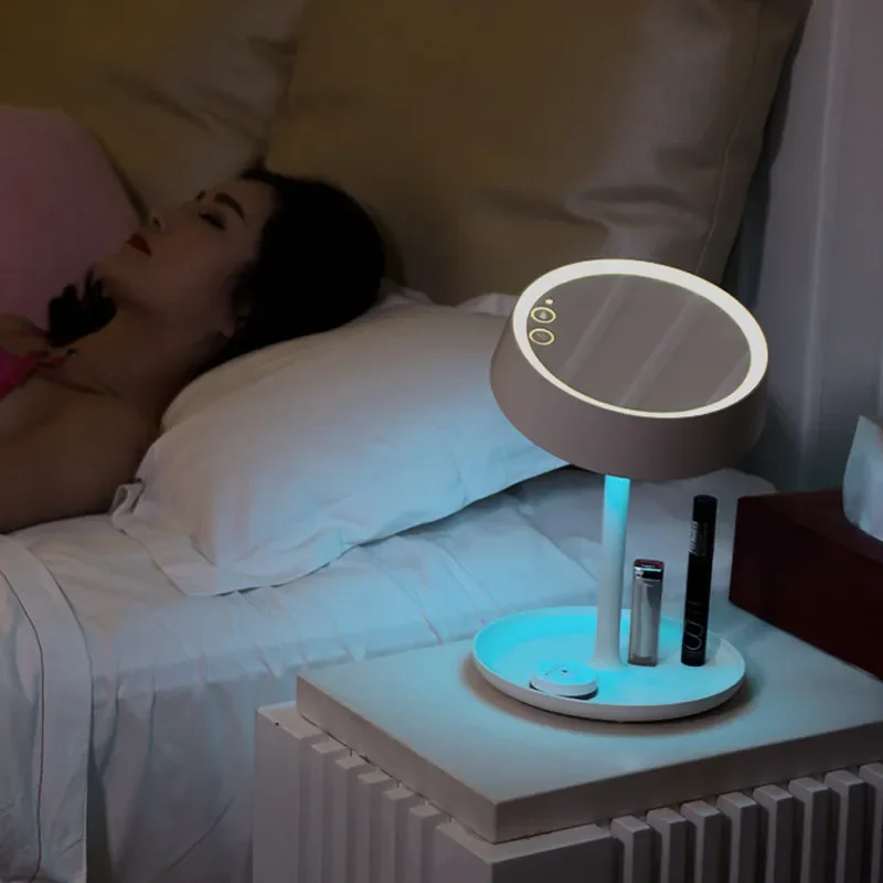 Smart Touch LED Makeup Mirror Lamp Rechargeable 7 Color Changing Atmosphere Light for Bedroom Bedside Table Vanity Beauty