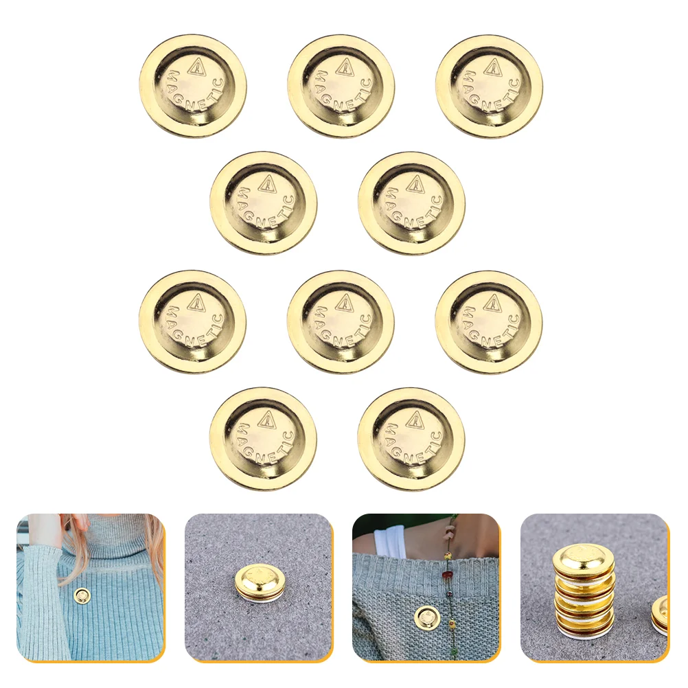 10 Pairs Magnetic Clip Magnets Round Buttons Scarf Brooch Stamped Iron Parts Snap Fastener Buckle