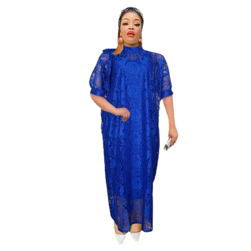 

Two Pieces Sets African Lace Dress for Women Elegant Lady Wedding Evening Party Gown Plus Size Africa Bubu Style Mesh Clothing