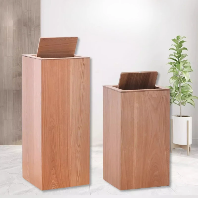 

‌ Современный минималистичный мусорный бак и большая деревянная корзина для бумаги, прочный мусорный бак с крышкой для использования в гостере