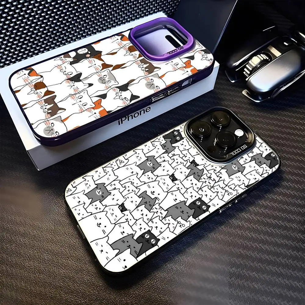 

A Lot Of Cats Phone Case For iPhone17,16,15,14,13,12,11 Plus,Pro Max Purple Matte Shockproof Cover