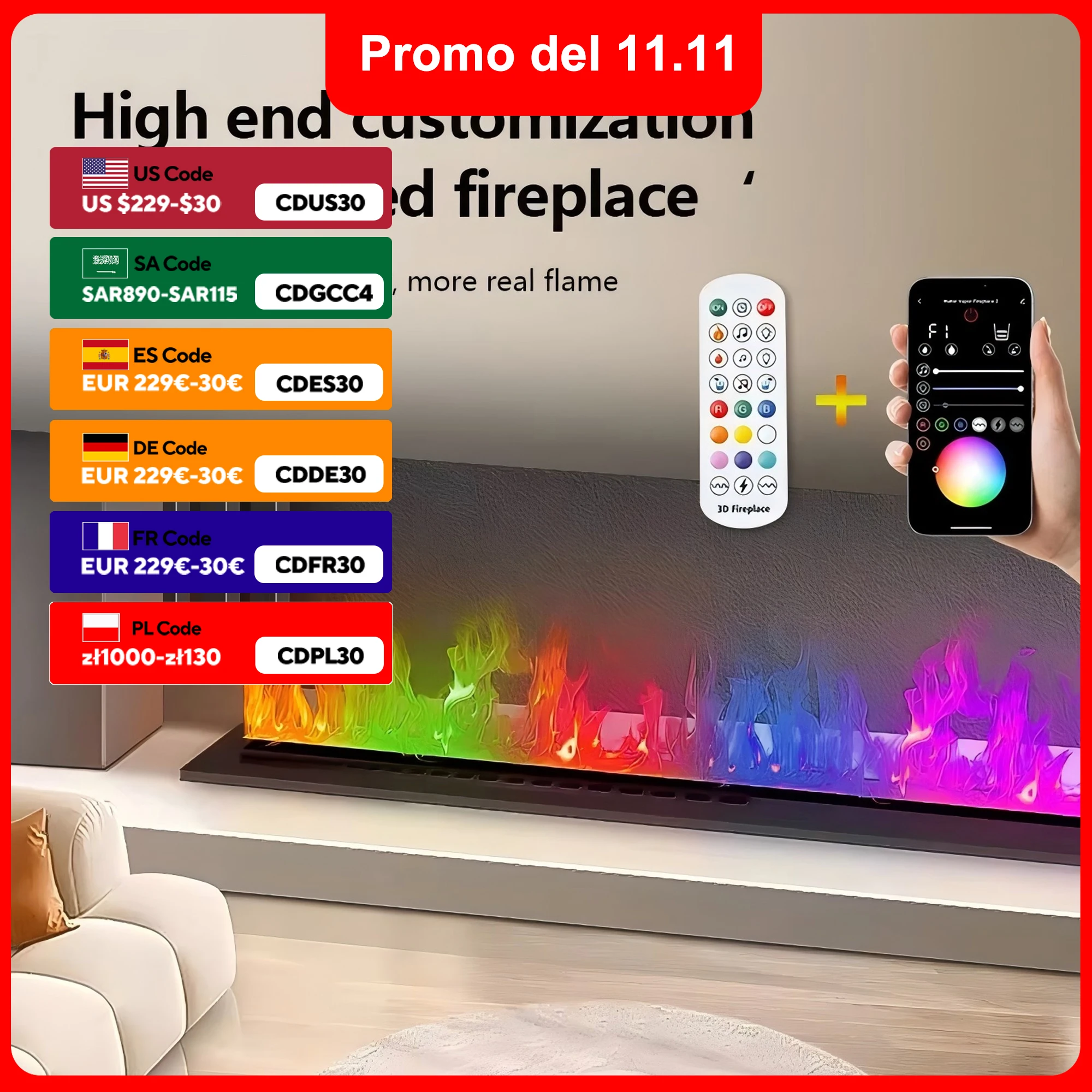 

Smart Steam LED Flame TV Decorative Fireplace Sound Of Firewood Cracking 3D Water Vapour Electric Fireplace