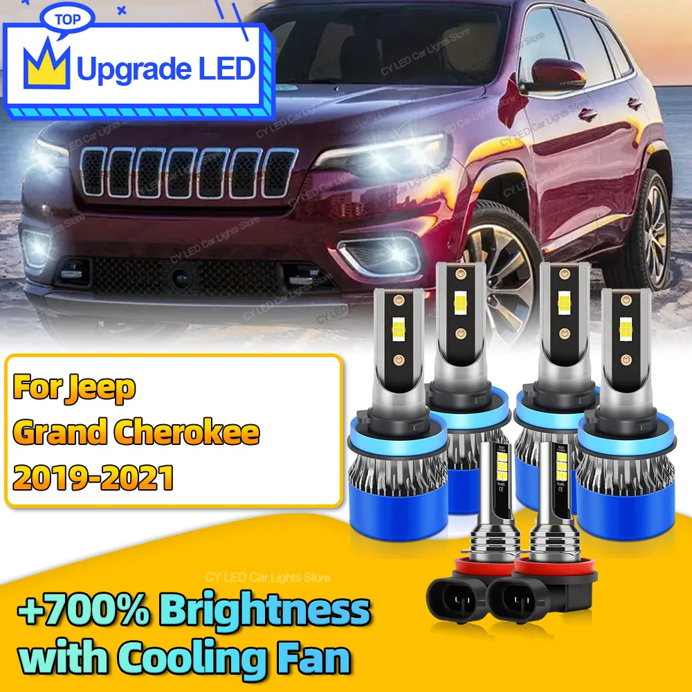 

6Pcs 30000LM LED Headlights Canbus Car Lamp H11 Auto Fog Light Bulb For Jeep Grand Cherokee 2019 2020 2021 6000K