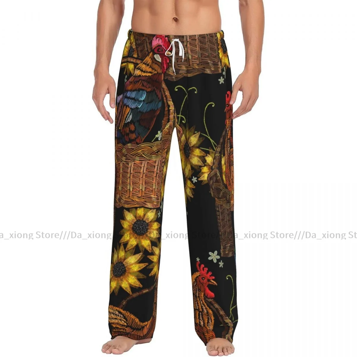 Men's Sleepwear Loose Sleep Pants Pajamas Chicken Rooster Long Lounge Bottoms Casual Homewear