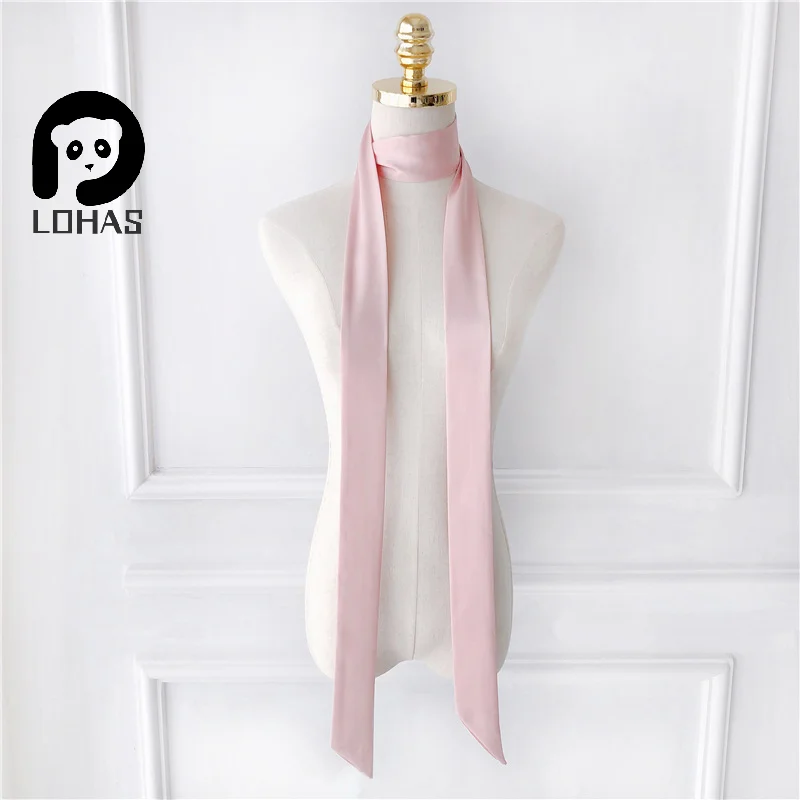5x200cm Satin Silk Narrow Scarf Neckerchief Solid Neck Scarves Long Silk Thin Scarf Head Neck Hair Band Bag Ribbon Headbands DIY