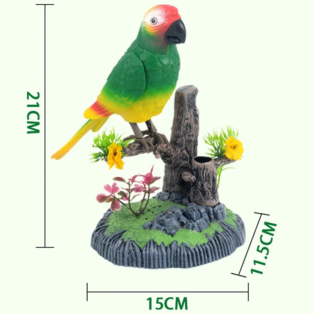 1 x Chirping Desk nament Real Singing Sounds Motion Activated Toy Decorative Pen Holder Tree Design Chirping Bird Sensor Singing