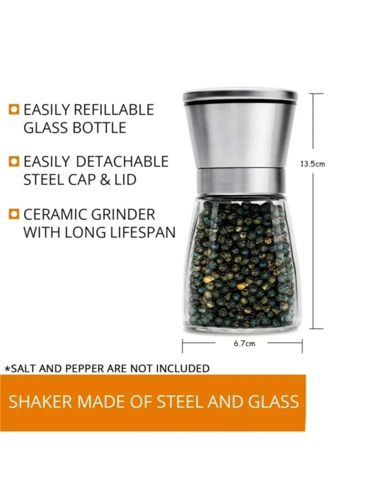 180/200ML Pfeffermühle Edelstahl Glas Gewürz Flasche Salz Pfeffermühle Manuelle Gewürzmühle Mühle Haushalt Küche Gadgets – Detail 5