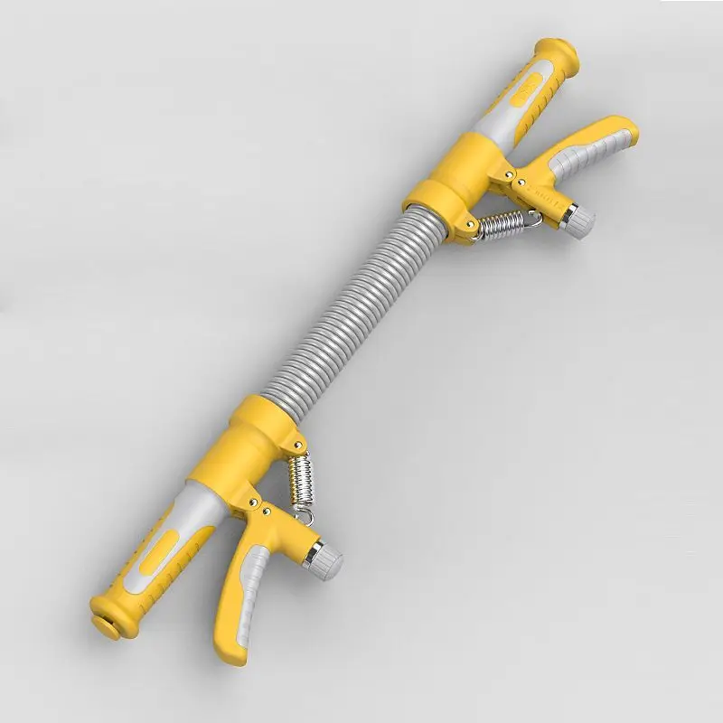 Adjustable Dual Hand Grip Strengthener Yellow Silver Non-slip Handle Spring-loaded Arm Strength Trainer Portable Fitness