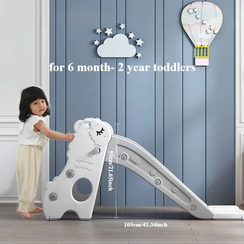 Kids Slide Folding Sheep Slide Super Load-bearing 2 Stairs Climber Play Slide for 6 Month to 2 year Toddler Outdoor/indoor