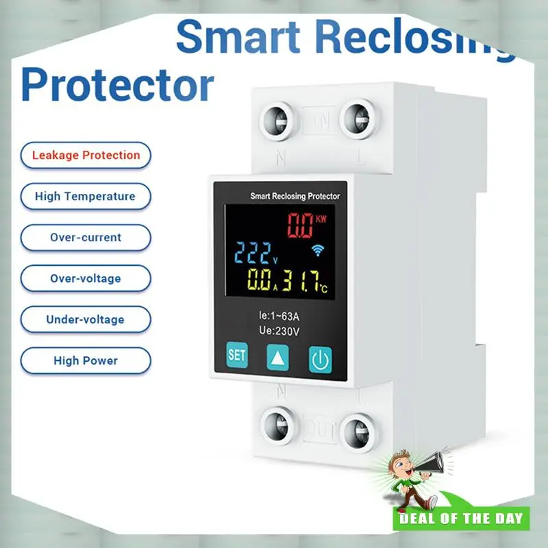 24-Hour Delivery 2X Zigbee TUYA Smart Life 2P/63A Circuit Breaker Earth Leakage Over Under Voltage Protection Protector
