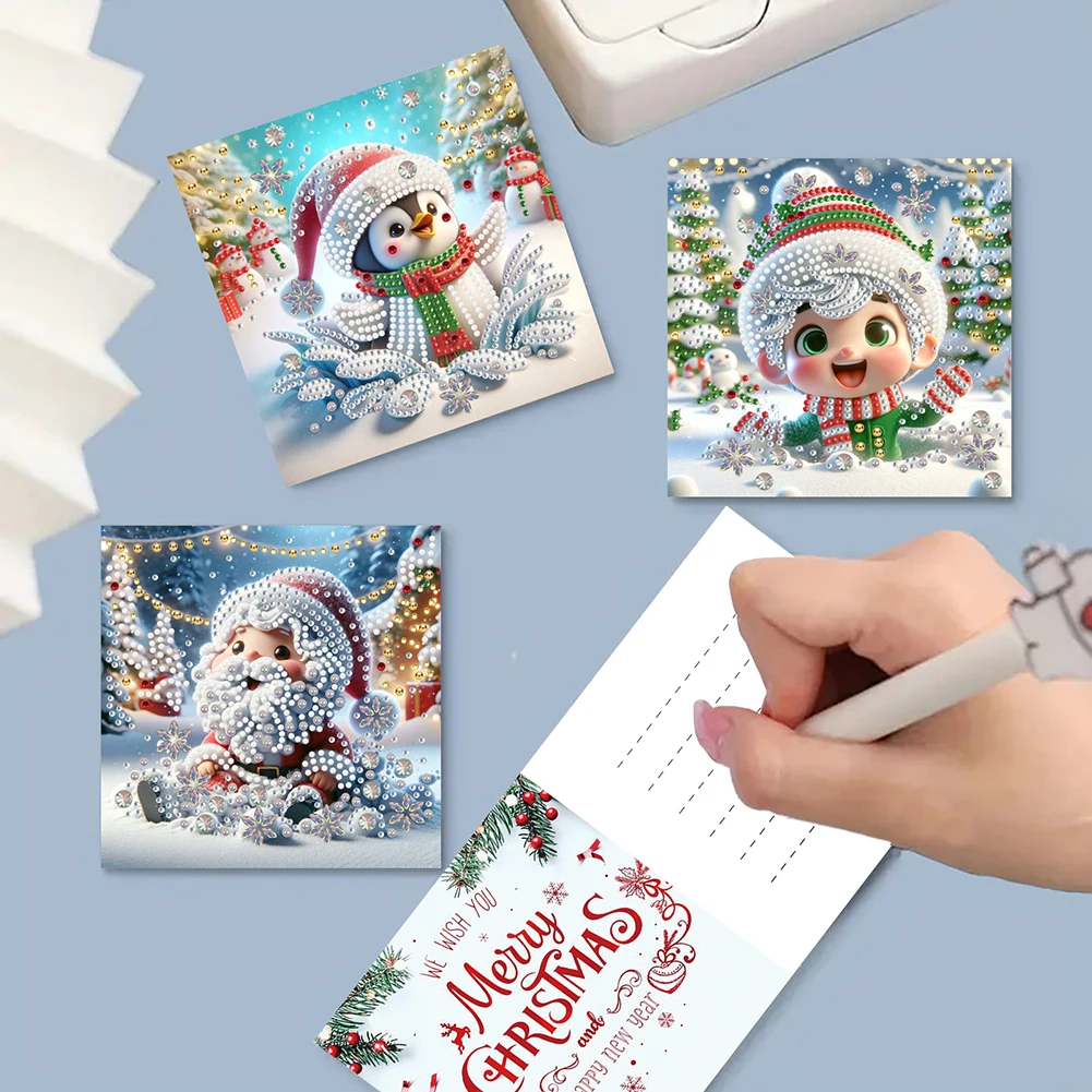 8 pçs natal diy cartão de pintura diamante cartão de desenho diamante pintura cartão para festa de férias favores