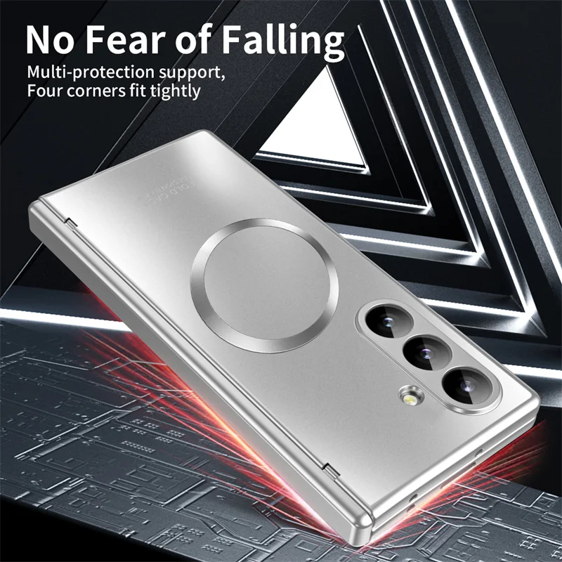 Dla Samsung Galaxy Z Fold 8 Ultra 7 6 5 5G, magnetyczna obudowa z zabezpieczeniem zawiasu, folia ochronna na ekran, bezprzewodowe ładowanie, odporna na wstrząsy, kompatybilna z Magsafe. — zdjęcie produktu 5