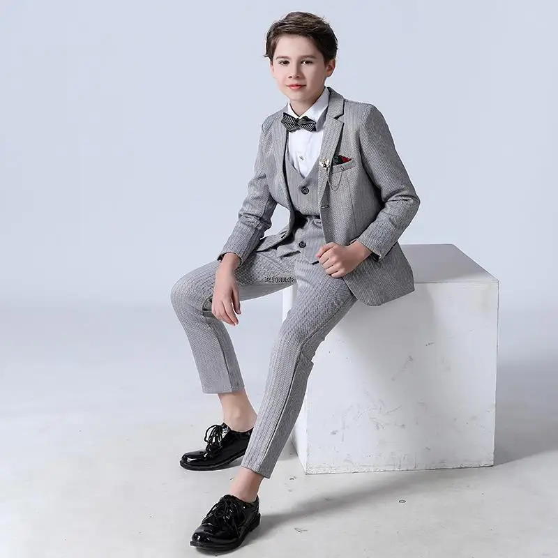 

Flower Boys Formal Wedding Suit Kids Jacket Vest Pants 3PCS Party Photograph Set Teenager Birthday Tuxedo Dress Children Costume