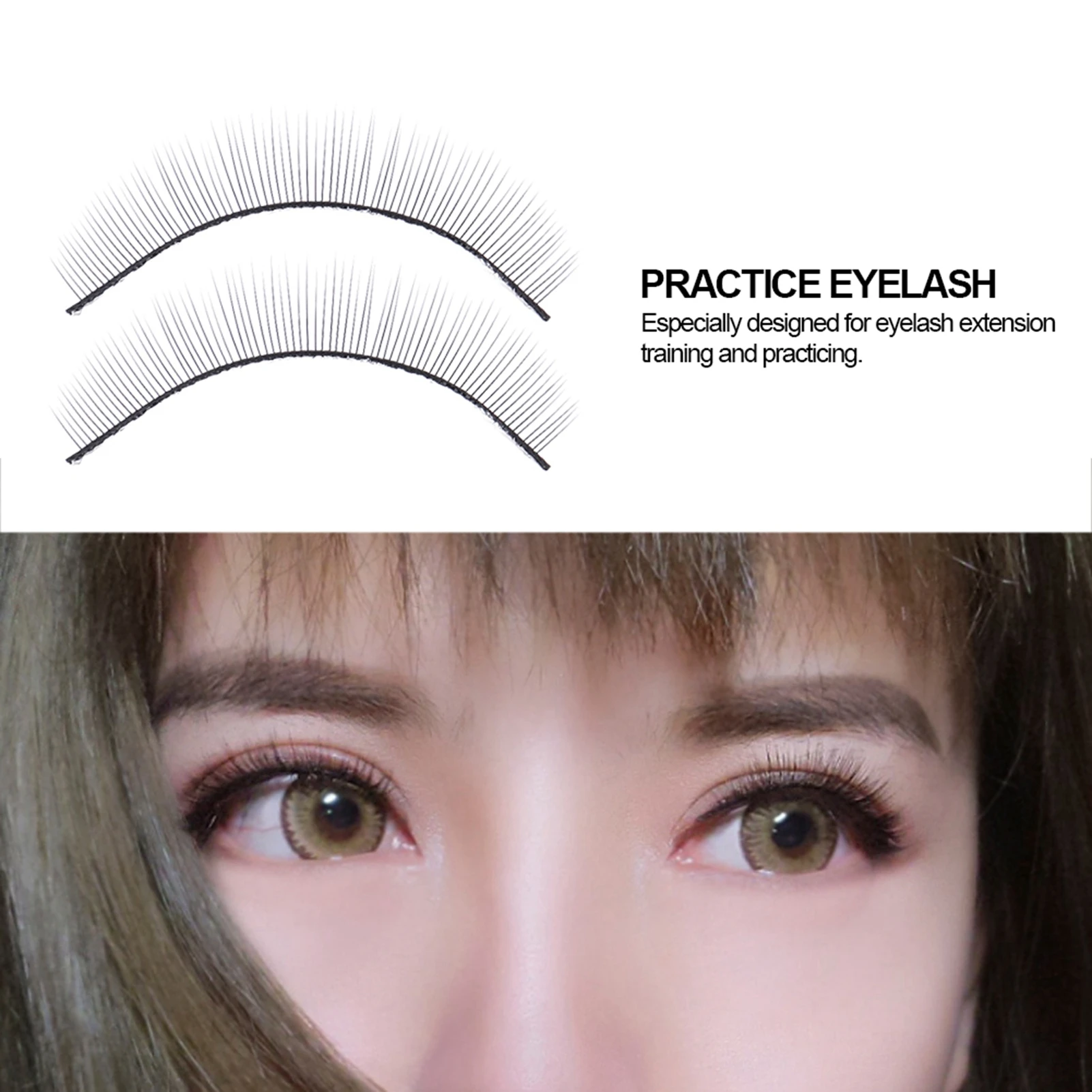 Übungswimpern, 10 Paar, Übungswimpern, falsche Wimpern für Wimpernverlängerung, Pfropftraining, Augen-Make-up, falsche Wimpern