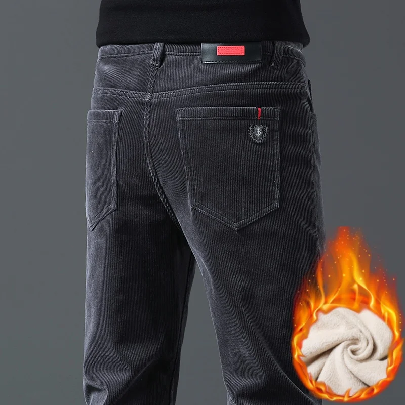 الرجال سروال قصير الشتاء بطانة سميكة أفخم الدافئة الأعمال مستقيم عارضة السراويل الكورية ضئيلة عارضة السراويل أسود الأزرق الداكن #3