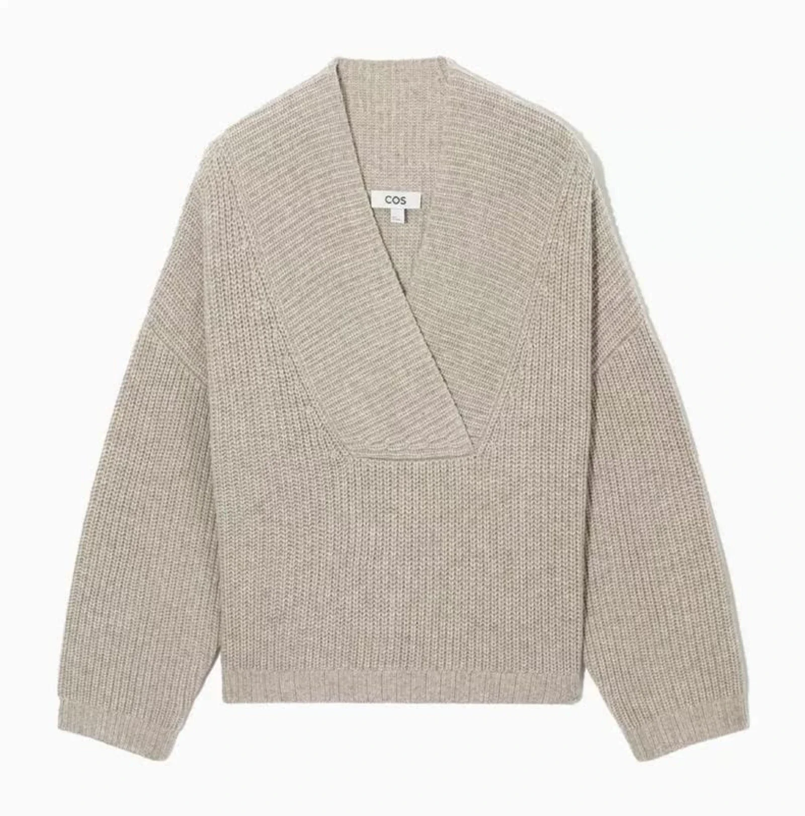 Traje etéreo 2025 cos invierno nuevo estilo de suéter de mezcla de lana con cuello en V informal y a la moda para mujer