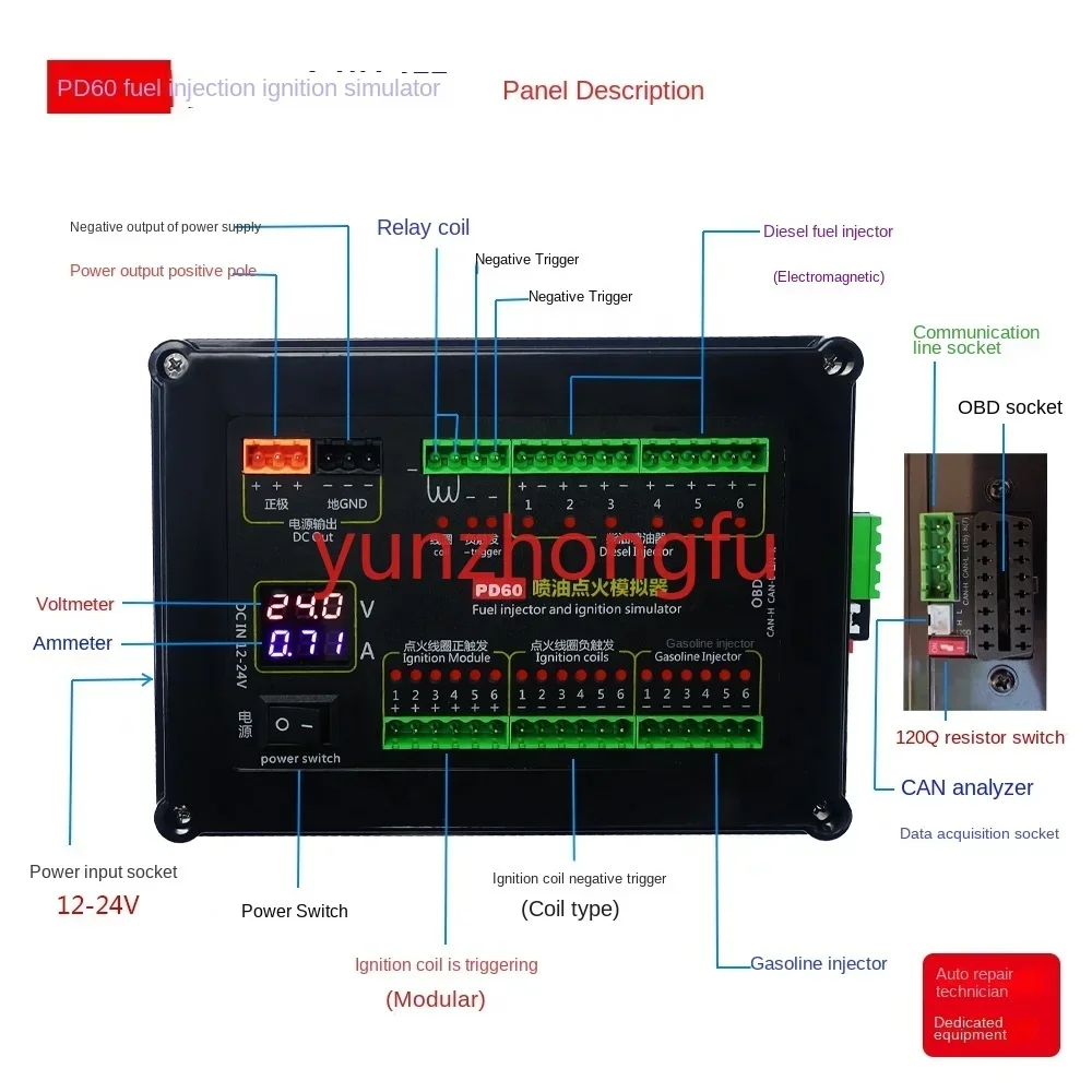 PD60 Fuel Injection Ignition Simulator ECU Maintenance Platform Testing Equipment for Gasoline and Diesel Vehicle Computer Board