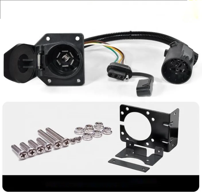 Multi-Tow US Car 7-Pin to 7-Way Blade Trailer Socket & 4-Way Flat Wiring Adapter Tow Package Required