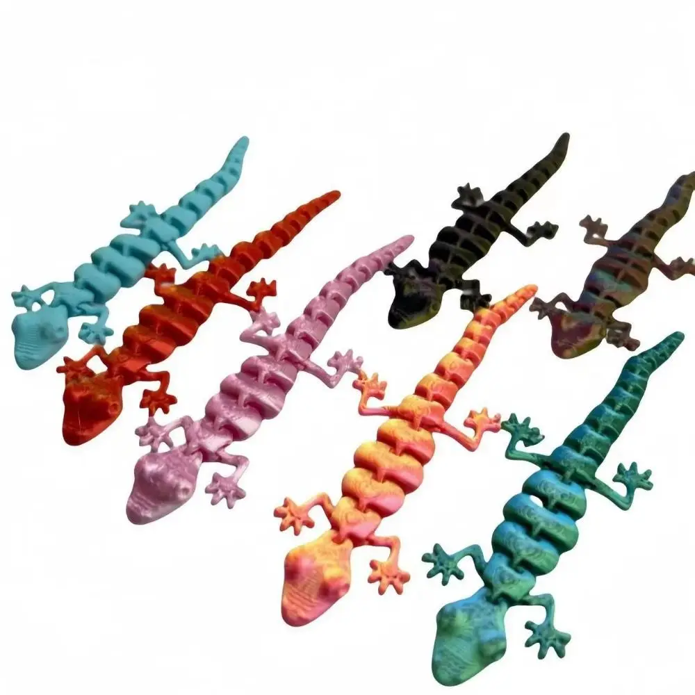 20Pcs Creative 3D Printed Gecko Model Simulation Rotatable Simulation Lizard Model Lifelike Flexible Movable Joints Animal Model