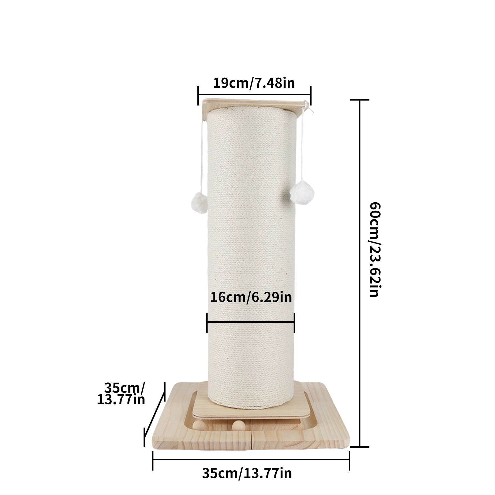 1-delige verticale sisal kattenklimpaal, modern en stabiel design, krabpaal voor katten, 60cm/80cm