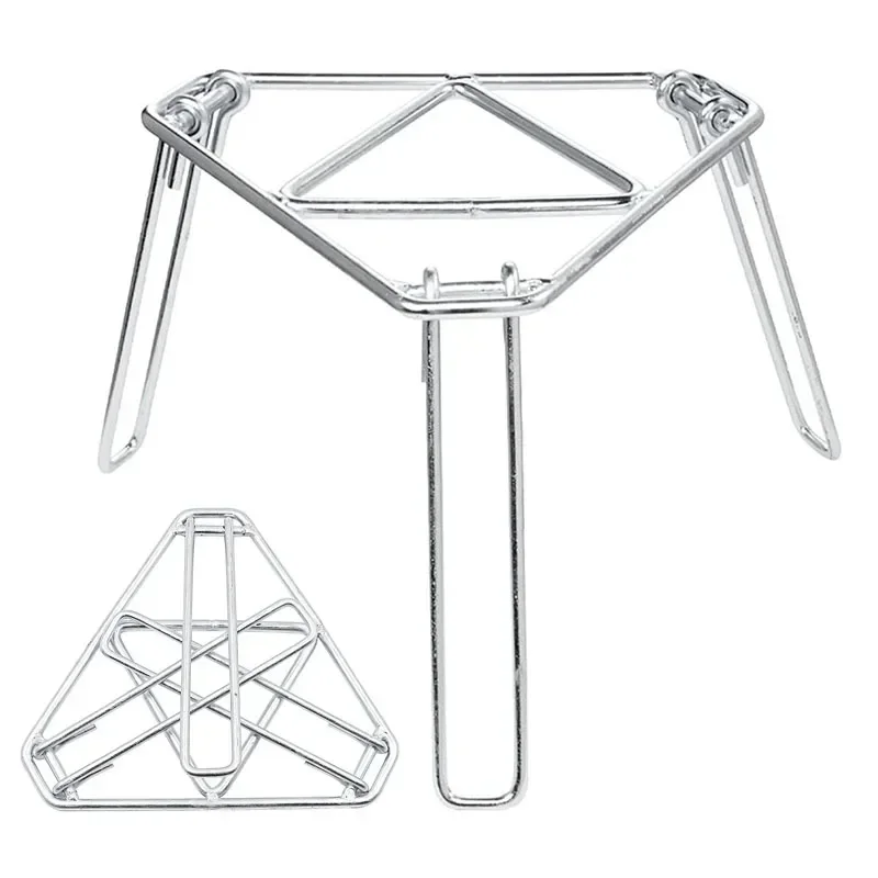 Foldable Triangle Stand Furnace Bracket Gas Stove Heat Resistance Collapsible Stand Cooking Campfire Stand for Camping Cooking