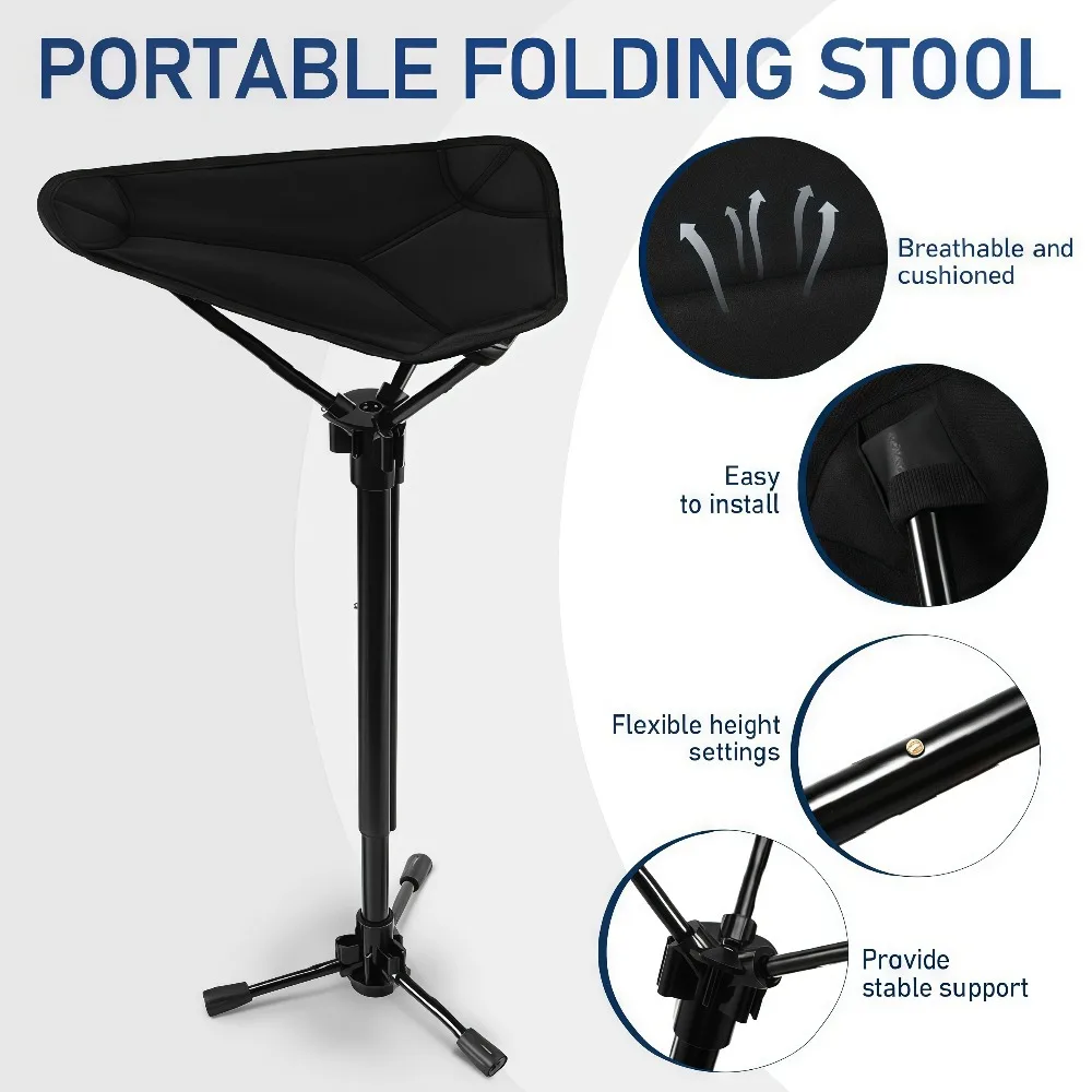 Portable Folding Chair 3 Gear Height Adjustable, Lightweight Collapsible Stool for Outdoor Camping, Fishing, Gardening, Hiking view 4