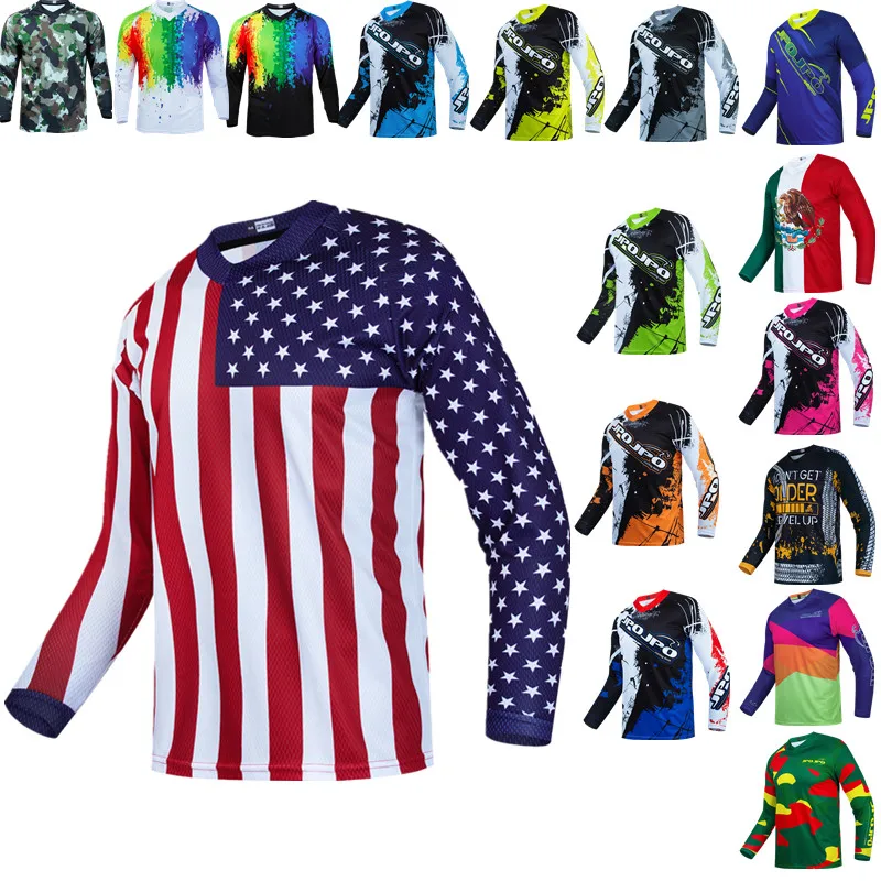

USA Dirt Bike Jersey Kids Motocross Jersey Youth Bmx Shirt Boys Off Roading mx mtb Shirt Enduro Powersports Jersey Cycling Tops