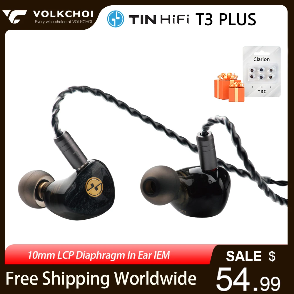 

TINHIFI T3 Plus Hi-Fi Earphone 10mm LCP Diaphragm In-ear Earphones 2Pin Oxygen Free Copper Cable Wired Earbuds