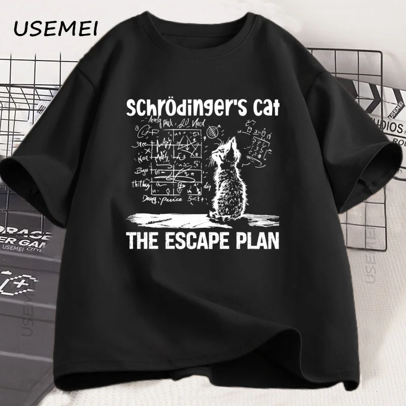 Camiseta Schrodinger Cat, camiseta con estampado creativo de mecánica cuántica física, Camiseta de algodón de manga corta, ropa de ciencia para hombres y mujeres