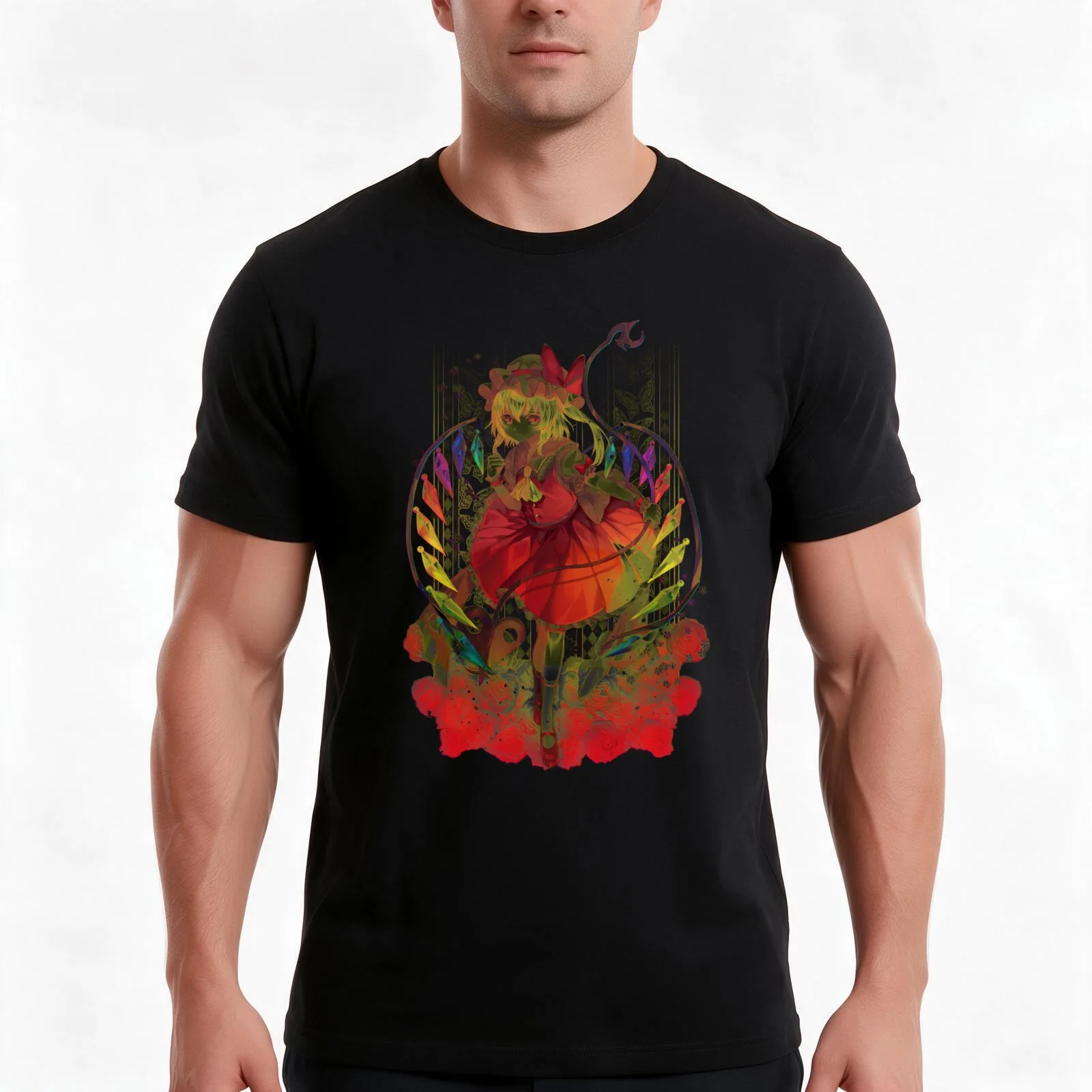 Touhou Project Flandre Scarlet T-Shirt Summer Casual Cotton Tee Oversized Streetwear Tops Vintage Graphic Print 100% Cotton