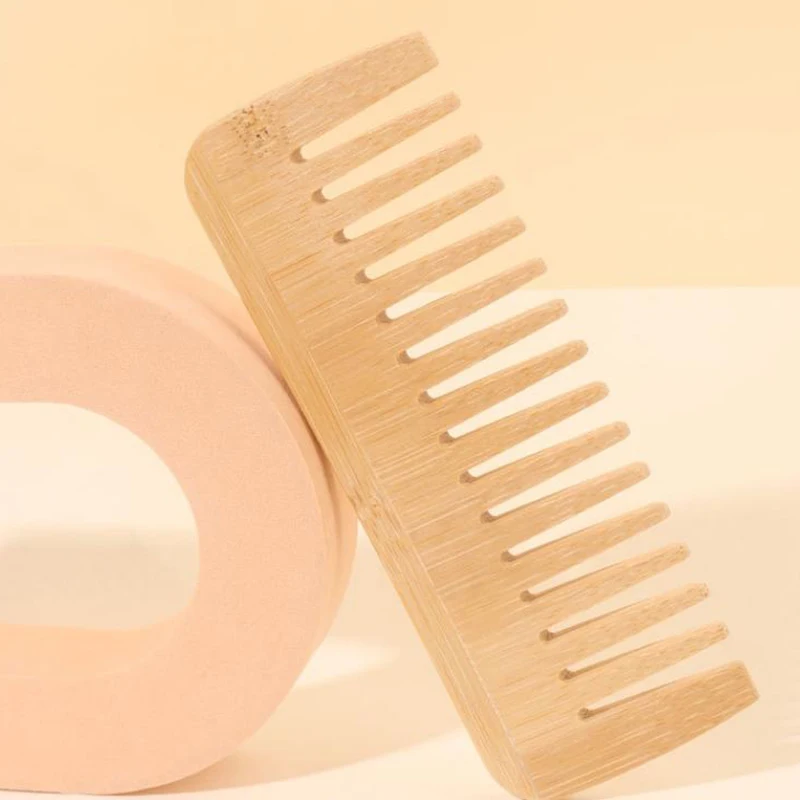 Bamboo Wide Tooth Comb Hair Brushes Detangling Combs Anti-Static Curly Hair For Women Men Smoothing Massaging Home Salon Use