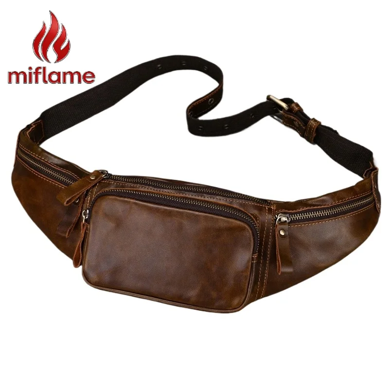 

Genuine Leather Chest Bag Sling Bag Multipurpose Crossbody Casual Trendy Men's Waist Pack Daily Commute Outdoor Travel Vintage