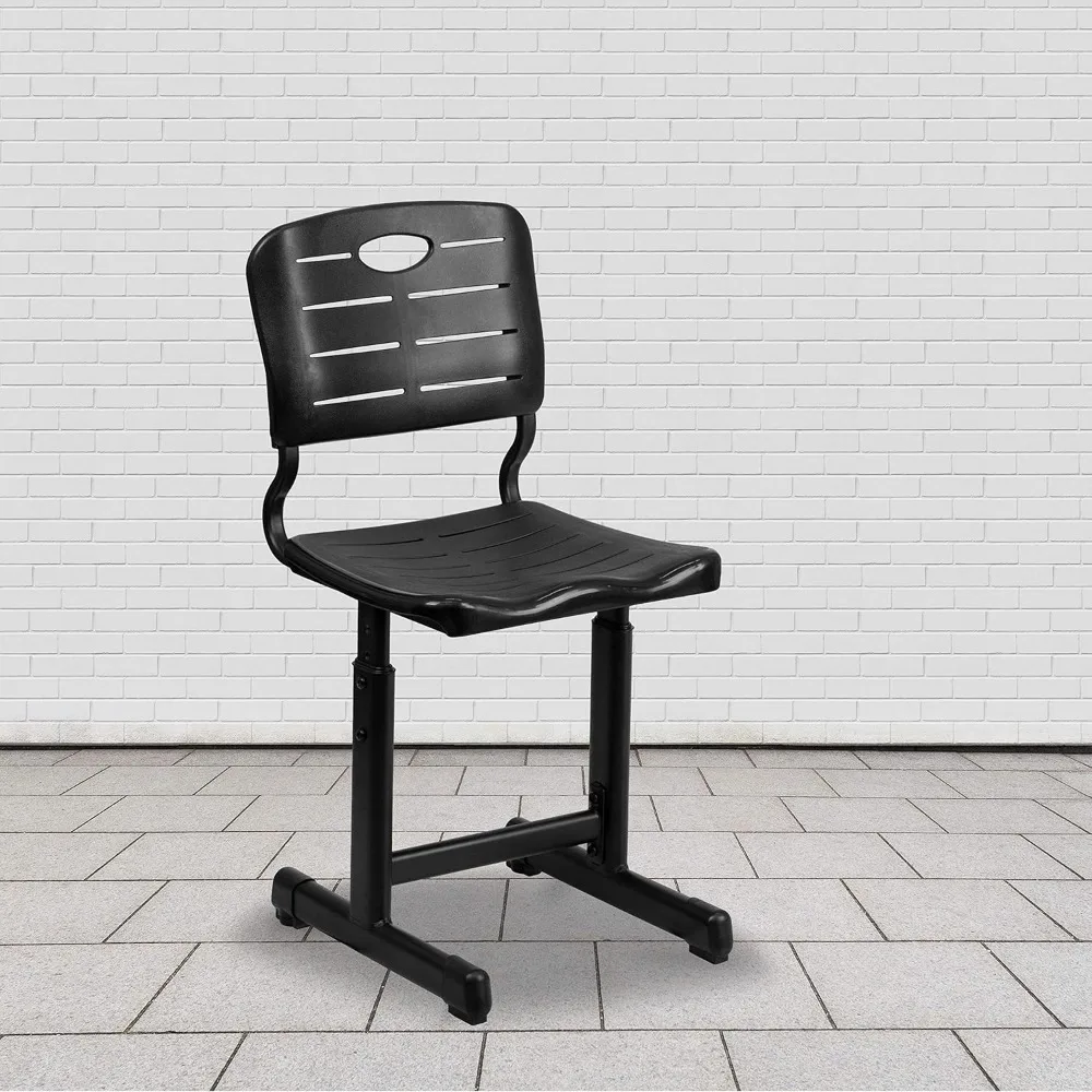 Silla de estudiante negra de altura ajustable con Pedestal negro, estilo de marco, para grados de escuela primaria y secundaria