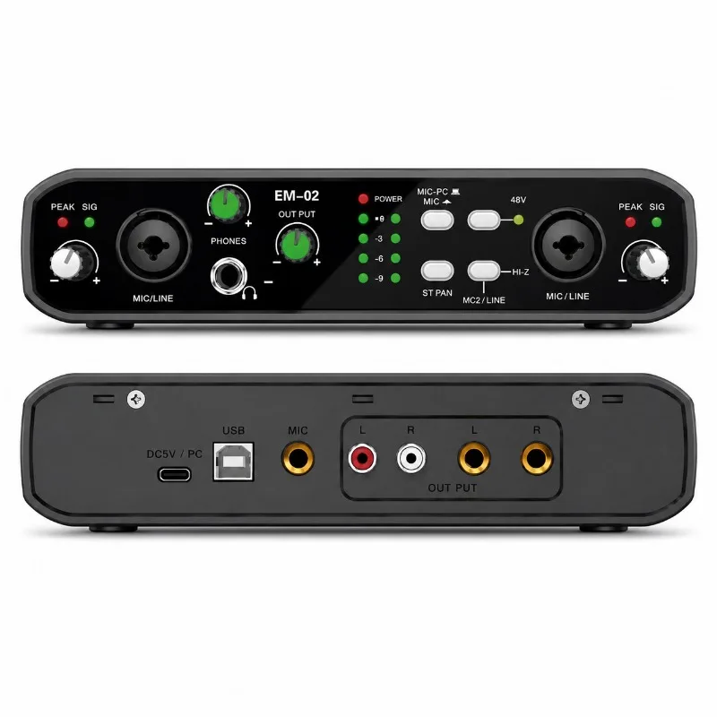 Driver-Free USB External Recording Sound Card for In-Ear Monitoring, Multi-Scenario PC Audio Capture Interface