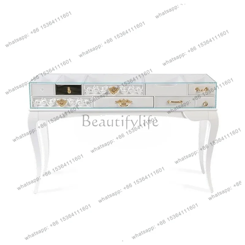XX  French Light Luxury White Special-shaped Multi-small Drawer Paint Cabinet