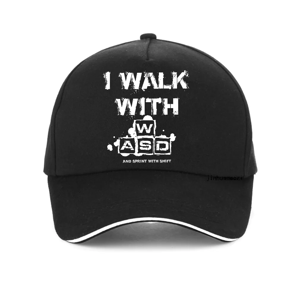 

I Walk with WASD Printed Graphic baseball cap for men Women Summer sun hat fashion casual Adjustable Breathable snapback hats