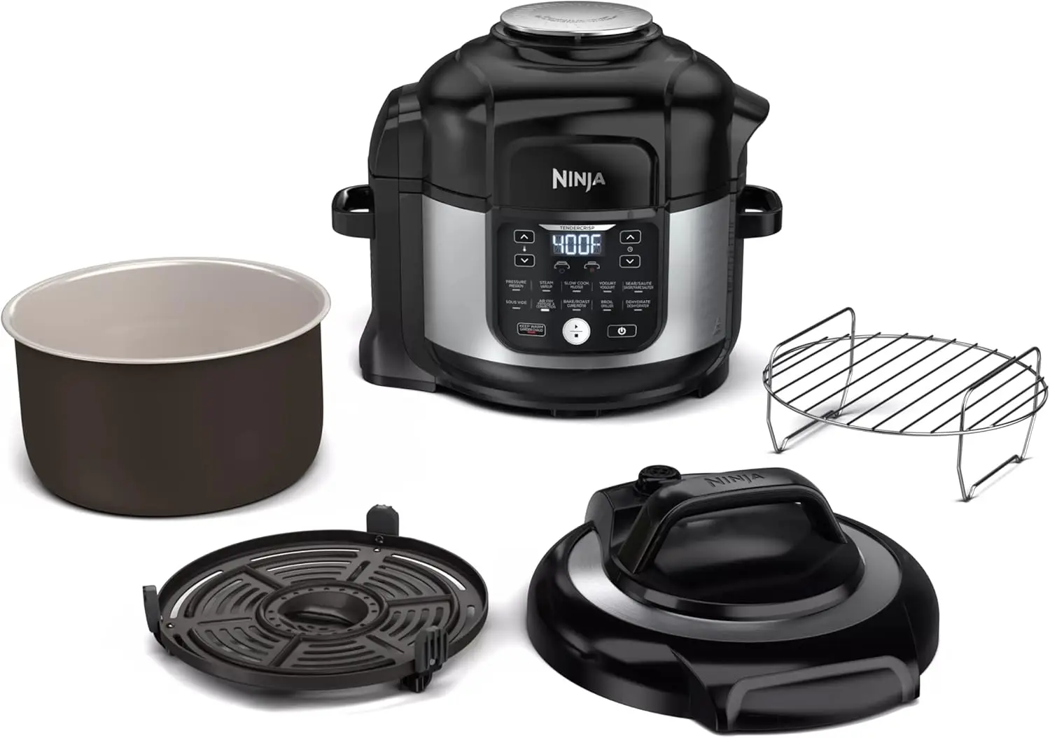 Ninja FD302 Foodi 11-w-1 Pro 6.5 qt. Szybkowar i beztłuszczowa frytownica, które gotują na parze, wolno gotują, palą, podsmażają, odwadniają i nie tylko