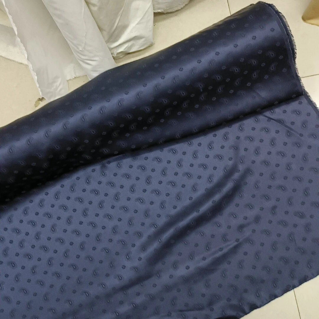 

26 Mm, blue Jacquard Satin Silk Fabric 80% Mulberry Silk, Summer Suit Pajamas Dress Cloth Fabric