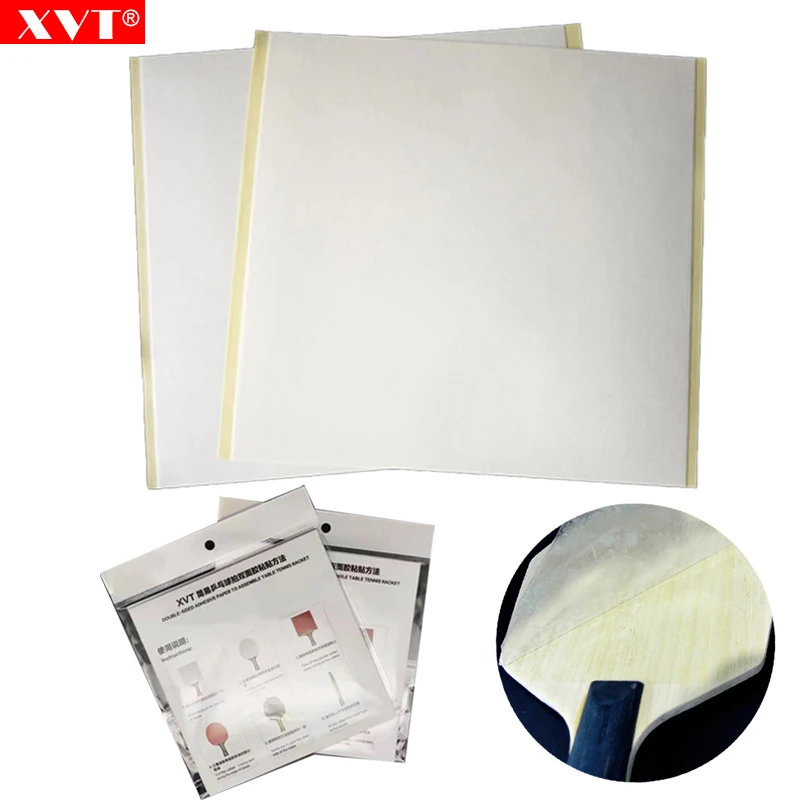 XVT Table Tennis Double Sided Adhesive Paper Ping Pong Rubber Glue Paper Easy-to-use Adhesive for Ping Pong Racket 1/2/4/10pcs