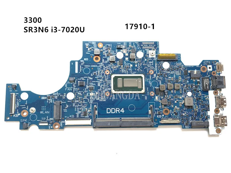 For DELL 3300 I3-7020U Laptop Motherboard 0RV5W4 17910-1 SR3N6 DDR4 Notebook Mainboard