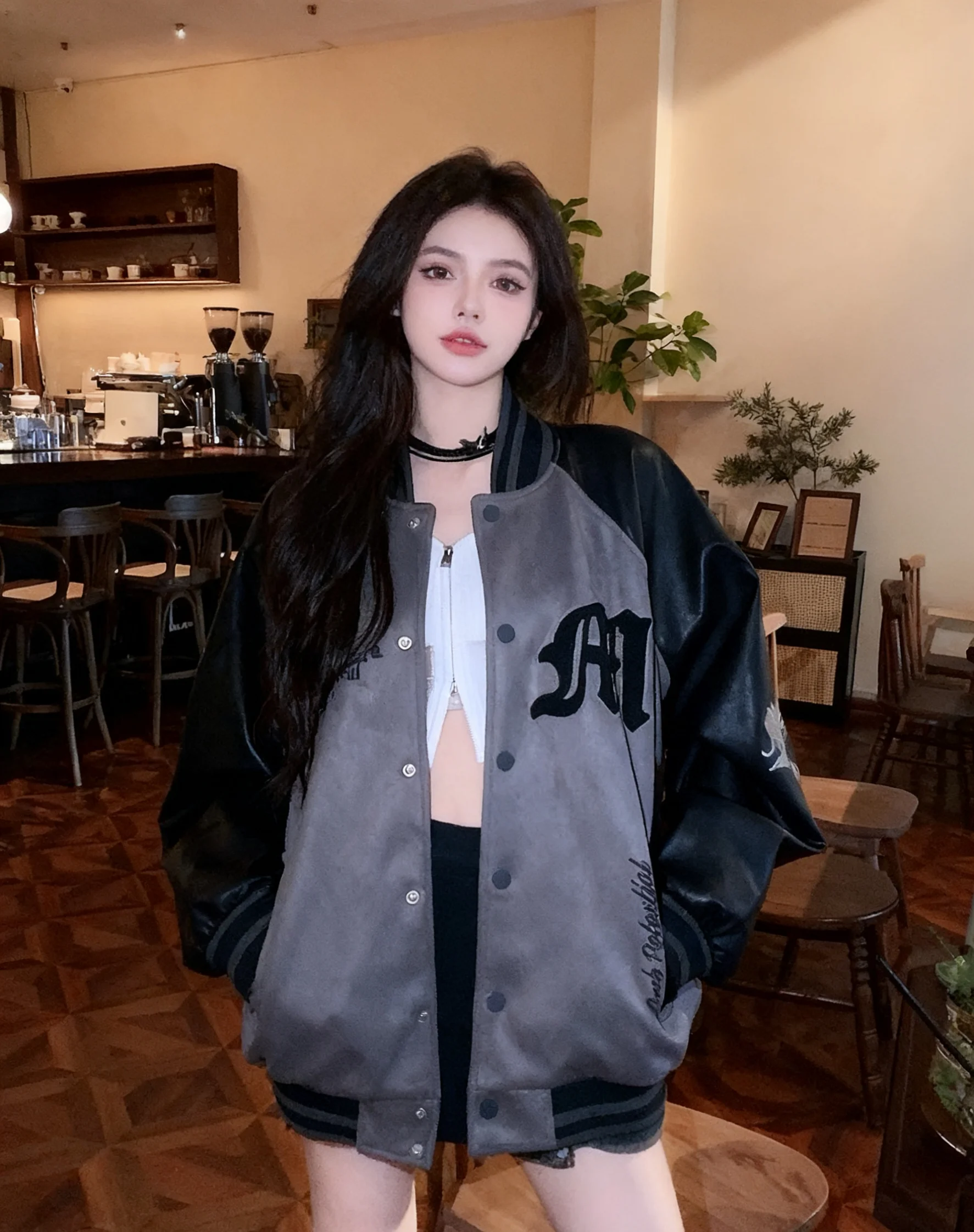 

Baseball Jackets Y2K Womens Summer Decorated Elastic Windbreakers Splashproof Pockets Pure Kawaii Chiffon Activewear Popular New